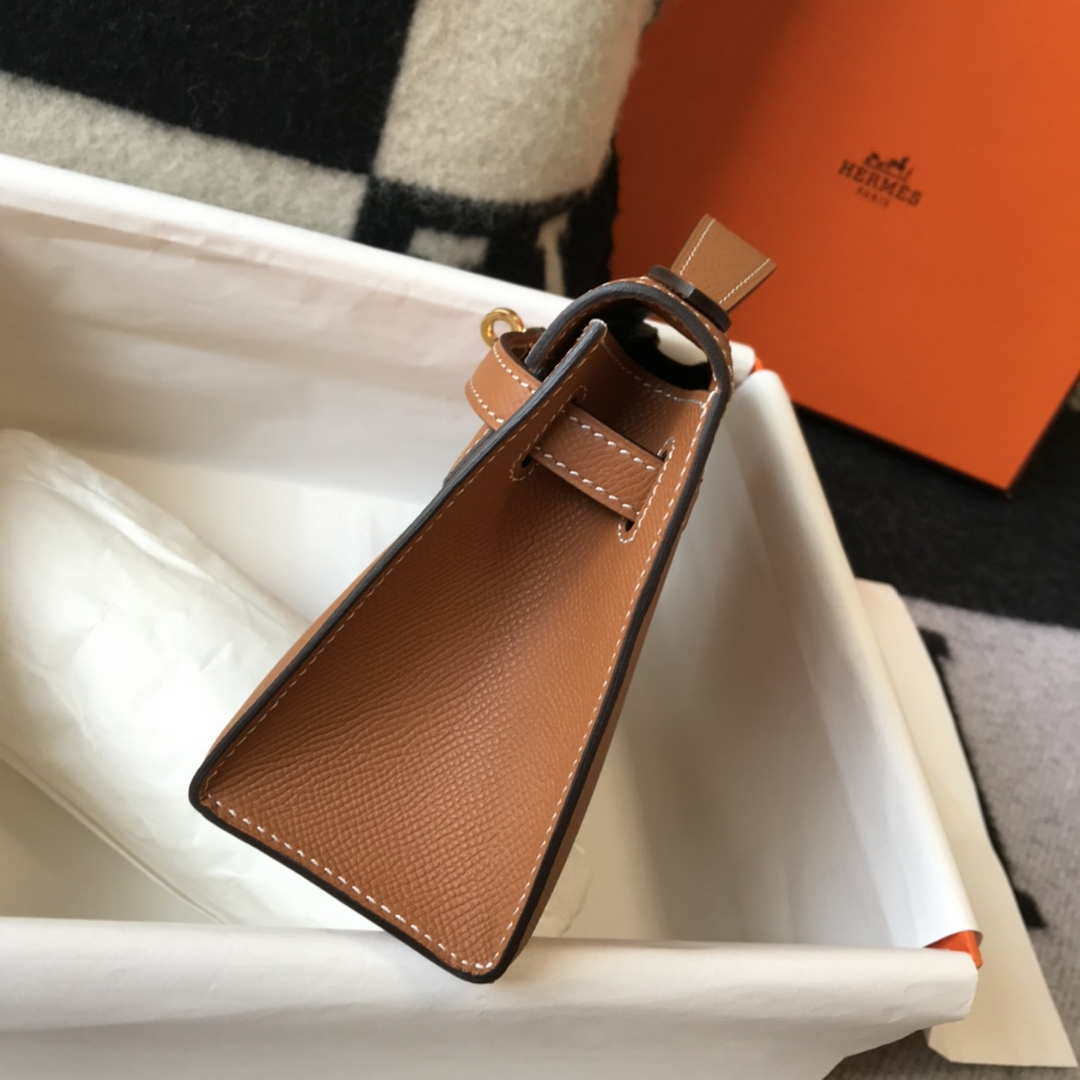 Hermes Mini Kelly Pouchette H230223 Epsom Leather Brown