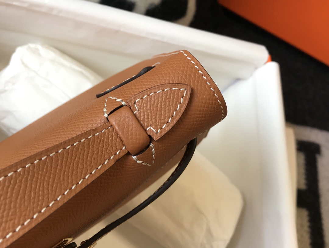 Hermes Mini Kelly Pouchette H230223 Epsom Leather Brown