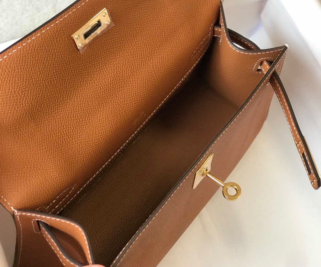 Hermes Mini Kelly Pouchette H230223 Epsom Leather Brown
