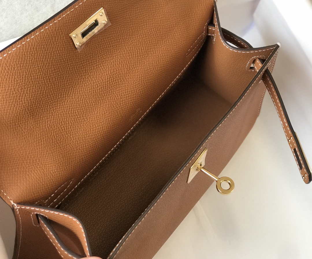 Hermes Mini Kelly Pouchette H230223 Epsom Leather Brown