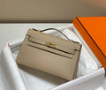 Hermes Mini Kelly Pouchette H230222 Epsom Leather Turtle Dove Grey