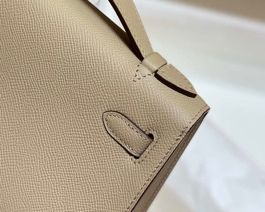 Hermes Mini Kelly Pouchette H230222 Epsom Leather Turtle Dove Grey