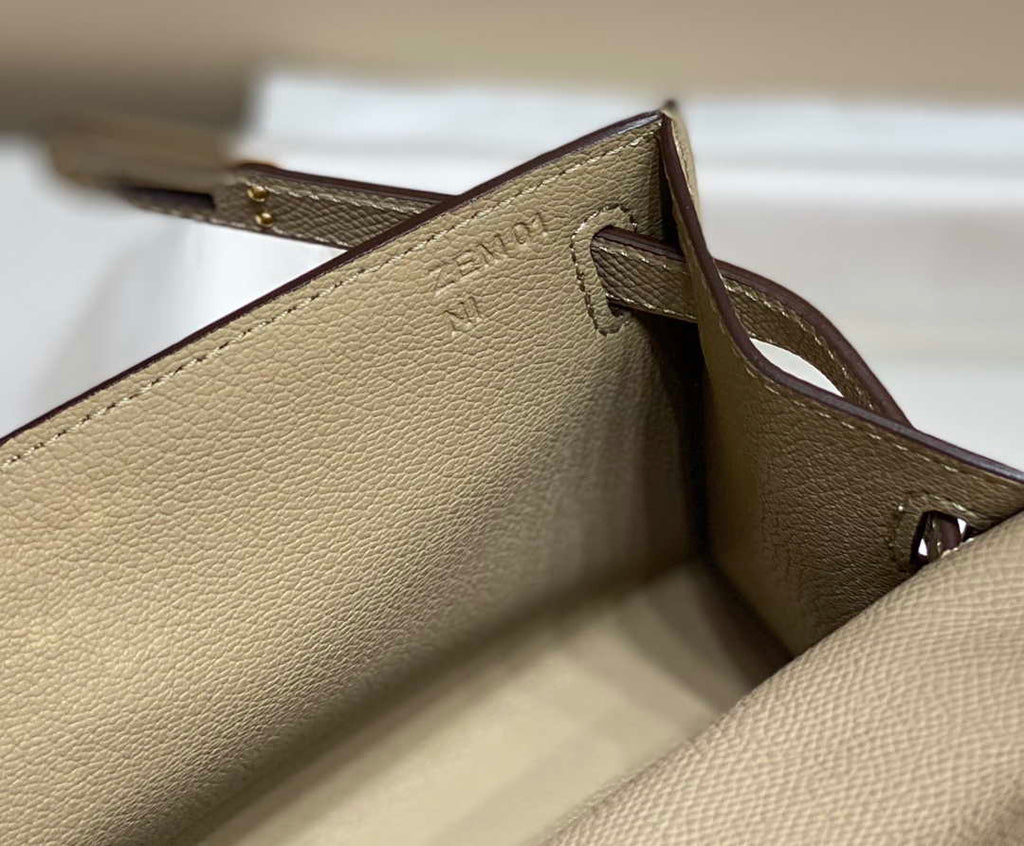Hermes Mini Kelly Pouchette H230222 Epsom Leather Turtle Dove Grey