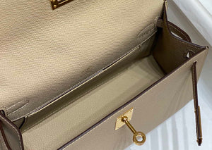 Hermes Mini Kelly Pouchette H230222 Epsom Leather Turtle Dove Grey - Default Title - View 9