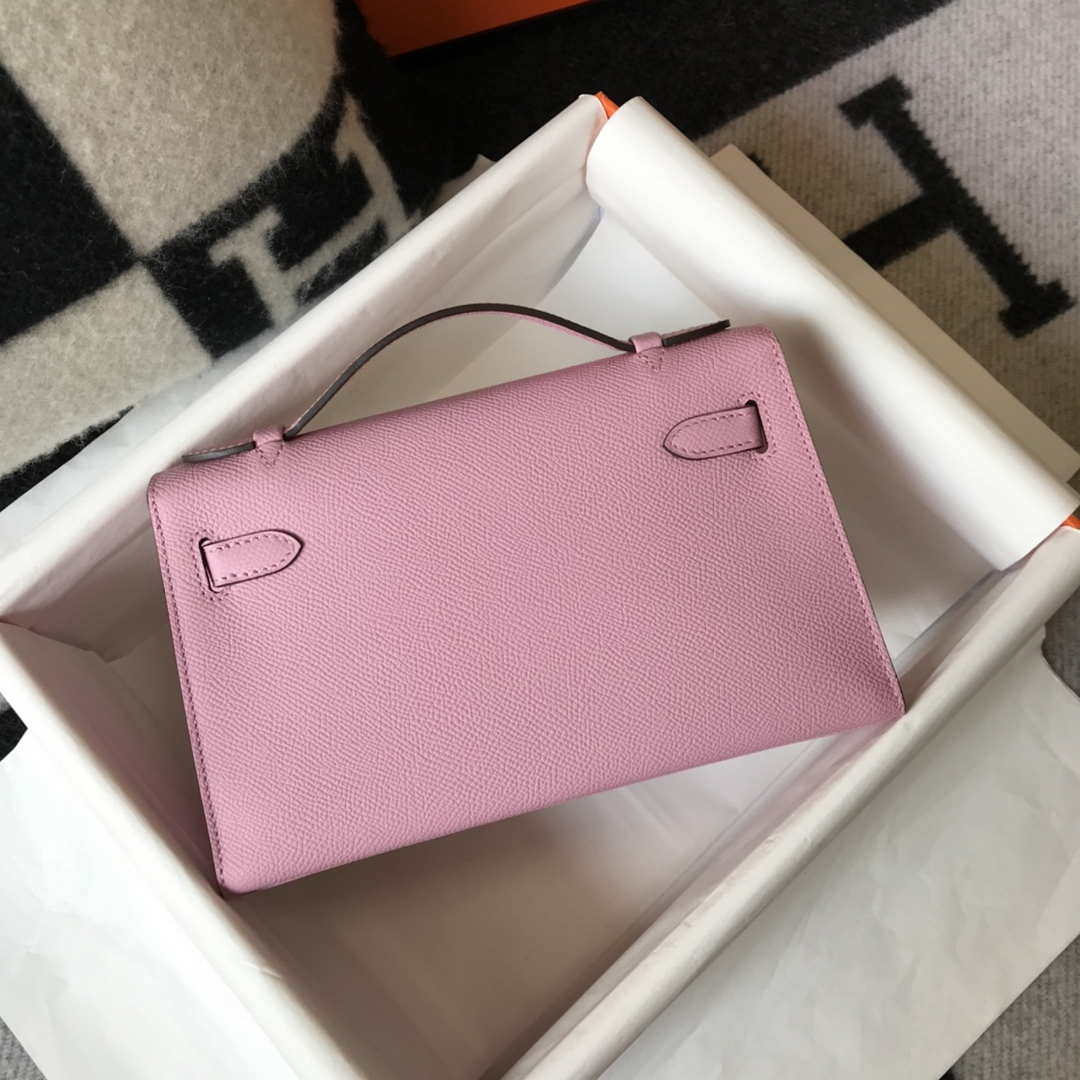Hermes Mini Kelly Pouchette Epsom Leather H230226 Pink