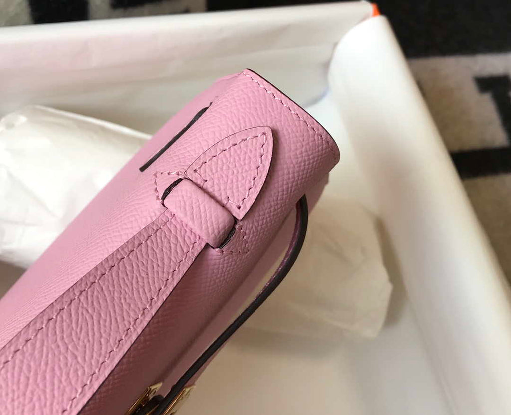 Hermes Mini Kelly Pouchette Epsom Leather H230226 Pink