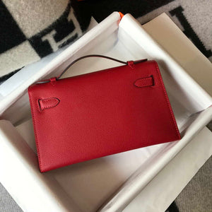 Hermes Mini Kelly Pouchette Epsom Leather H230227 Red - Default Title - View 2