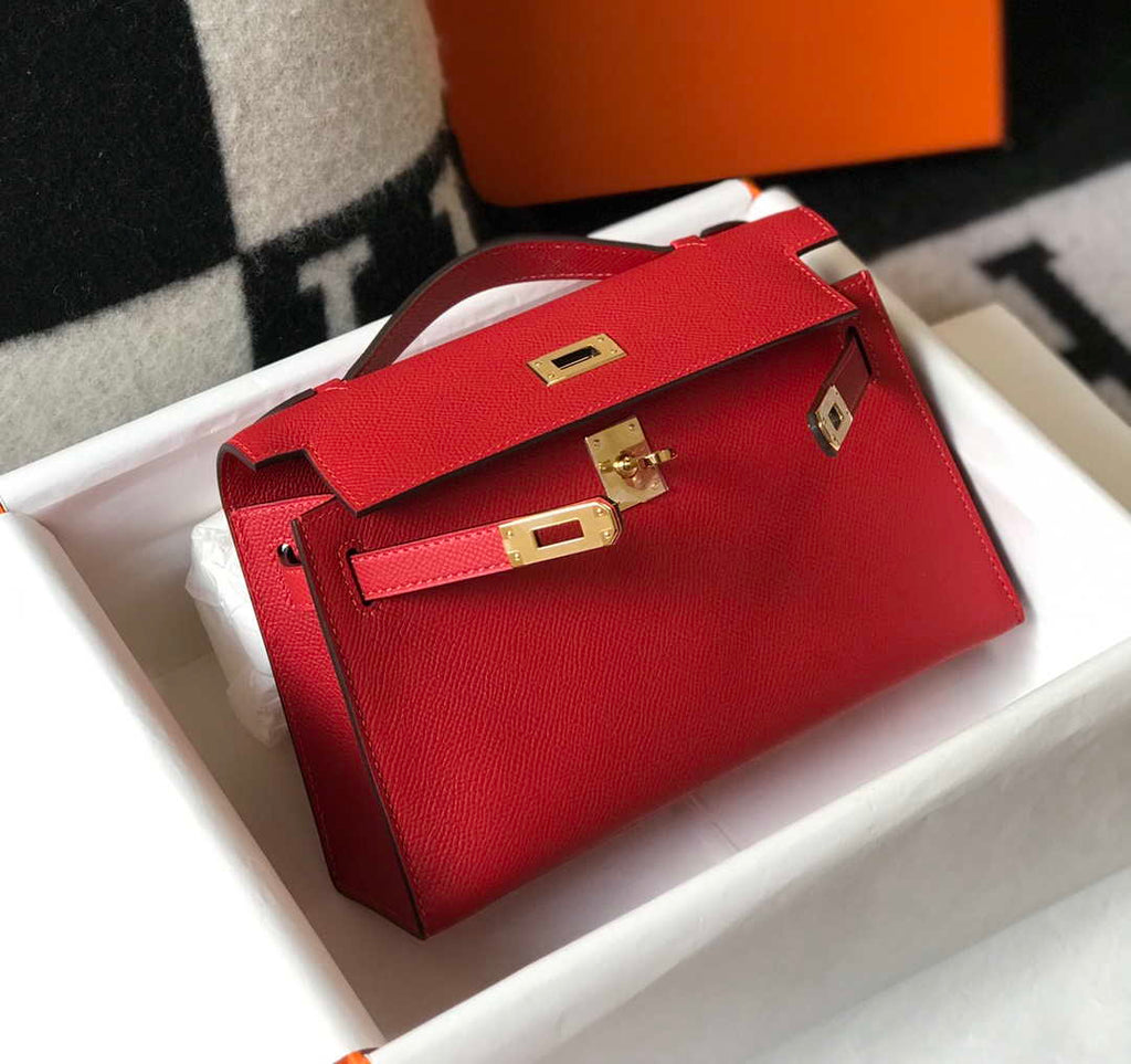 Hermes Mini Kelly Pouchette Epsom Leather H230227 Red