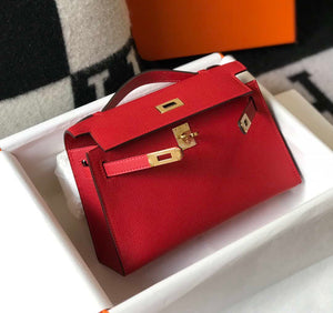 Hermes Mini Kelly Pouchette Epsom Leather H230227 Red - Default Title - View 3
