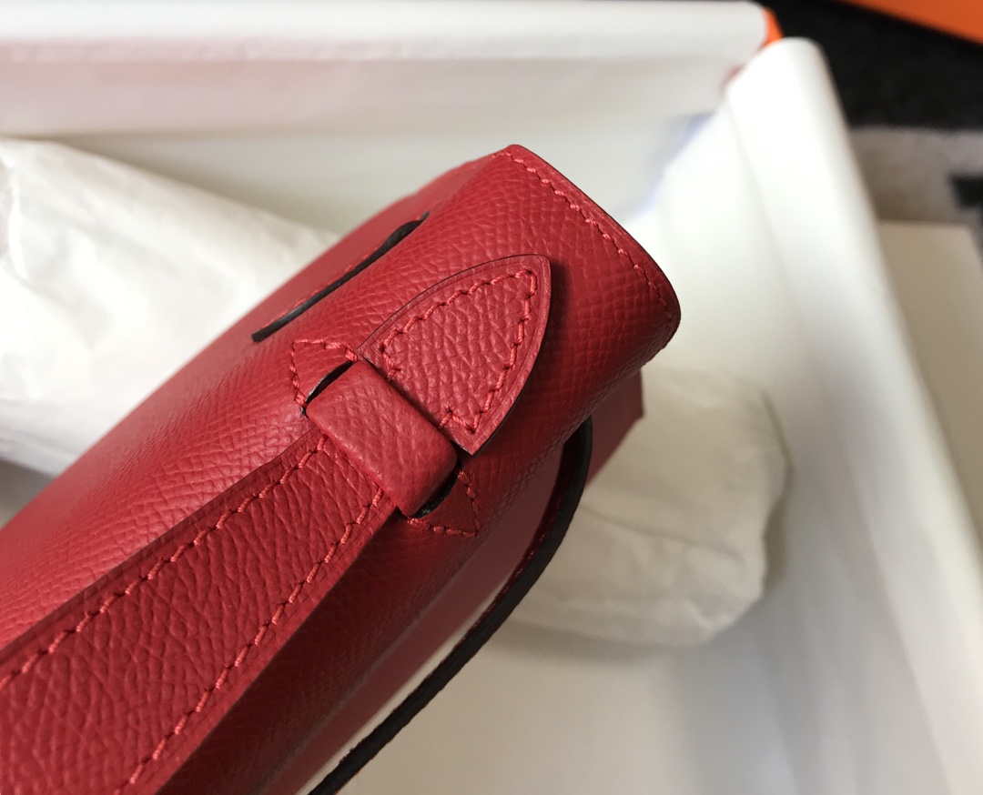 Hermes Mini Kelly Pouchette Epsom Leather H230227 Red