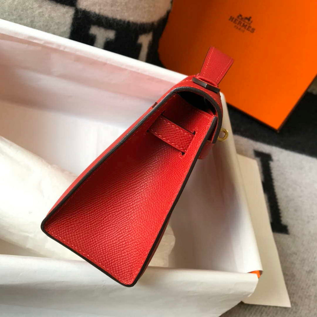 Hermes Mini Kelly Pouchette Epsom Leather H230227 Red