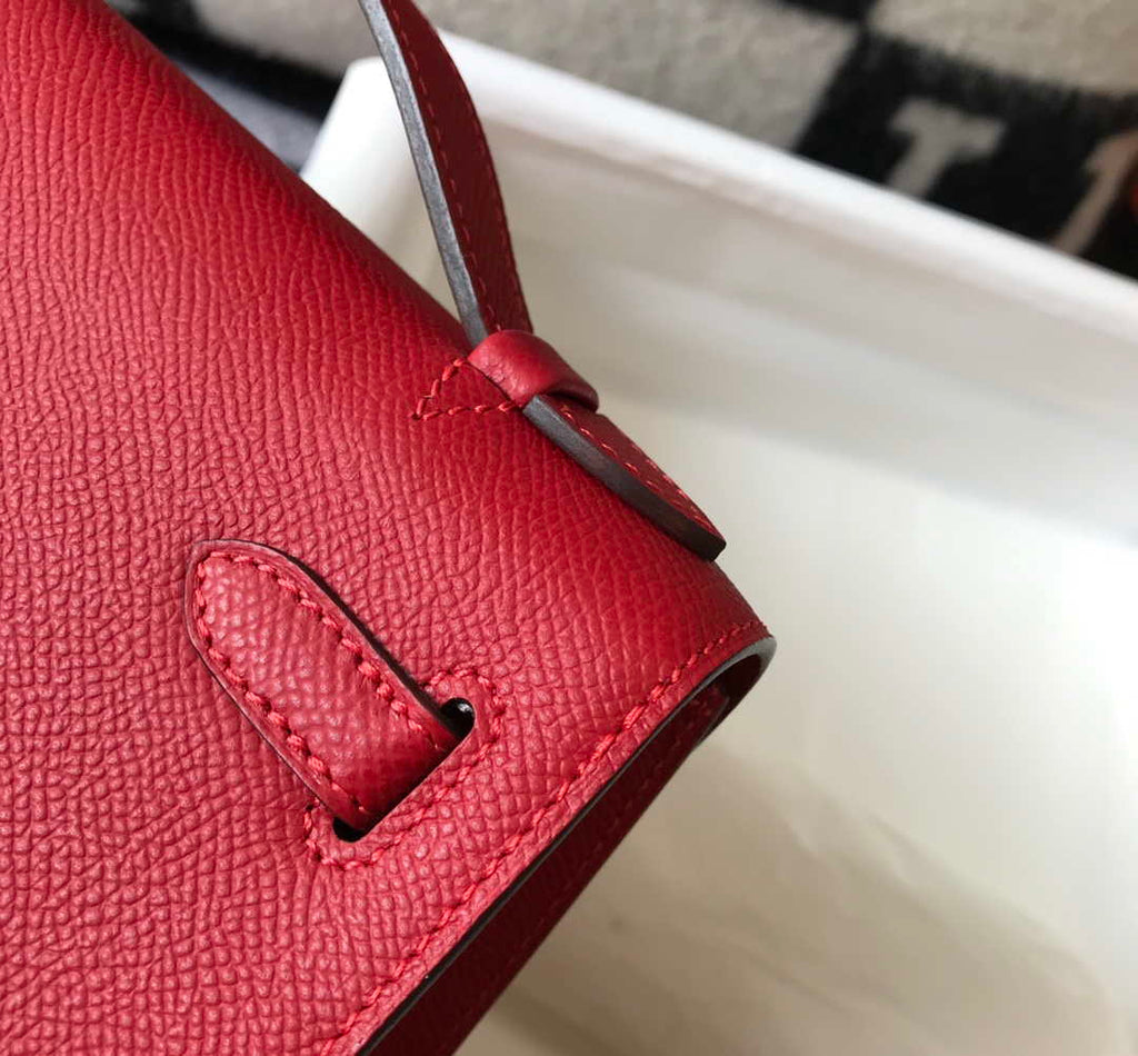 Hermes Mini Kelly Pouchette Epsom Leather H230227 Red