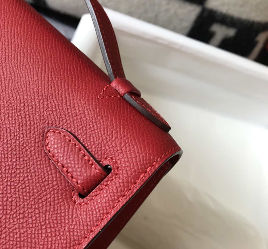 Hermes Mini Kelly Pouchette Epsom Leather H230227 Red - Default Title - View 6
