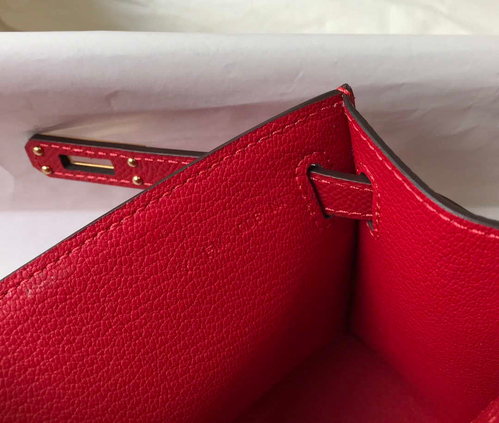 Hermes Mini Kelly Pouchette Epsom Leather H230227 Red