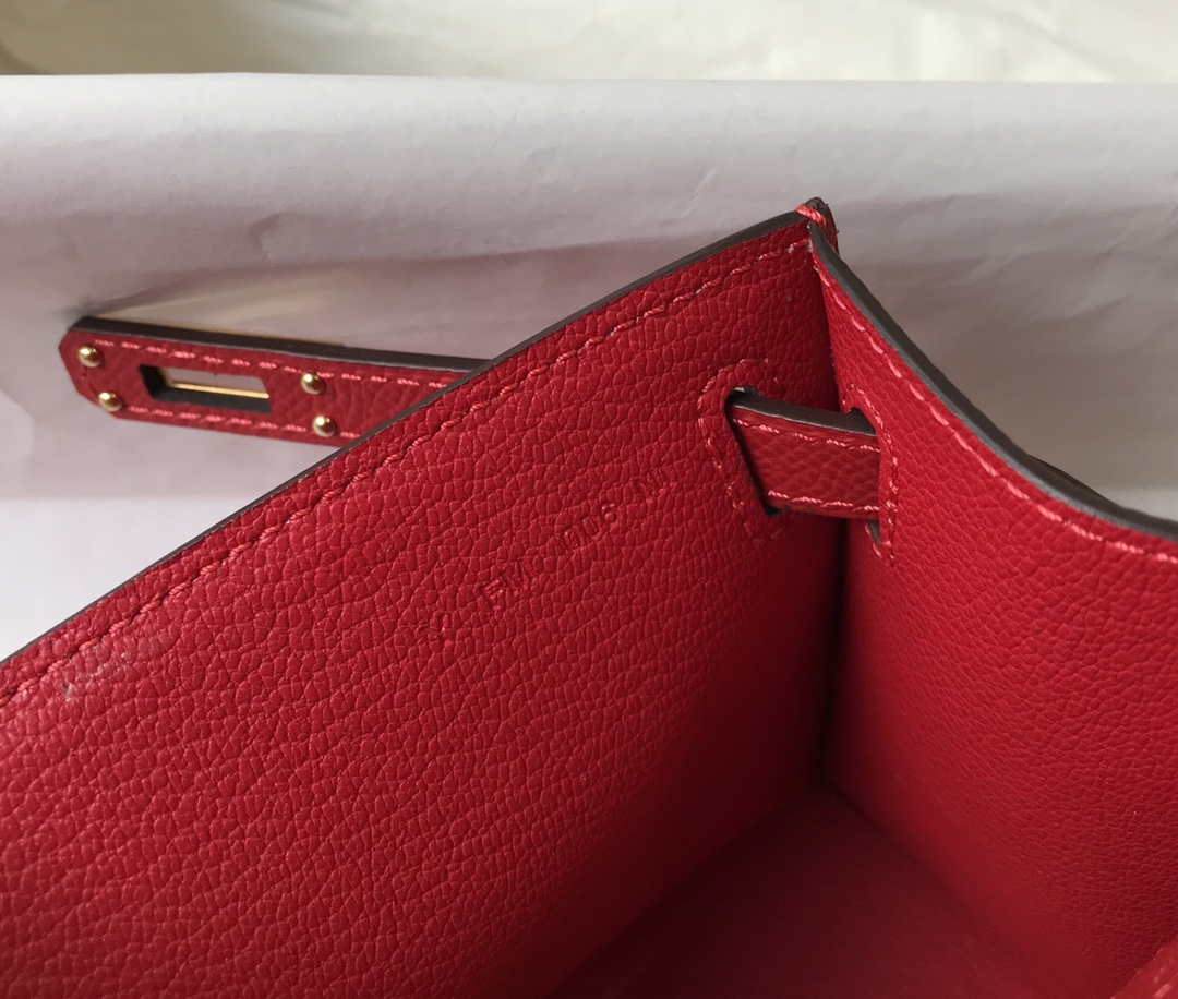 Hermes Mini Kelly Pouchette Epsom Leather H230227 Red - Default Title - View 7