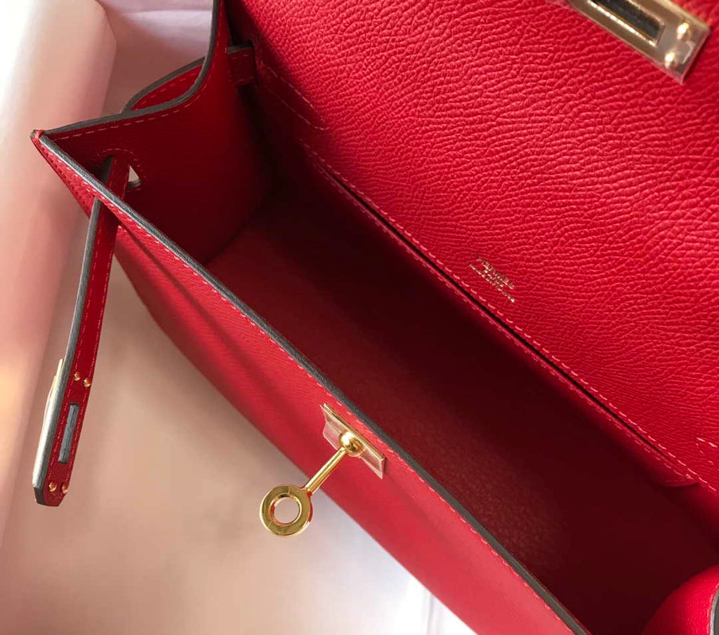 Hermes Mini Kelly Pouchette Epsom Leather H230227 Red