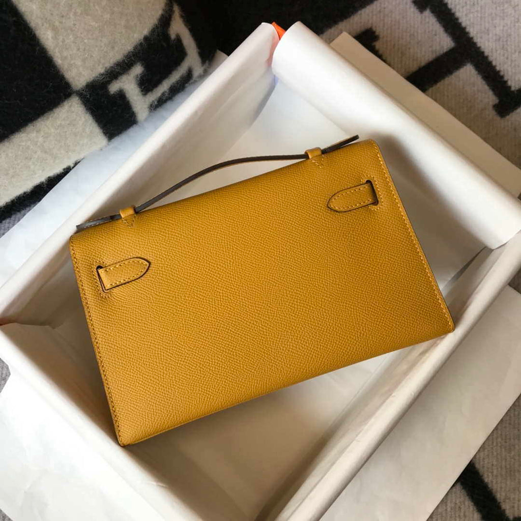 Hermes Mini Kelly Pouchette Epsom Leather H230228 Yellow
