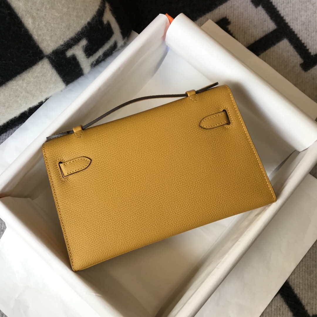 Hermes Mini Kelly Pouchette Epsom Leather H230228 Yellow - Default Title - View 2