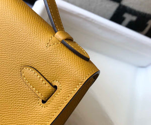 Hermes Mini Kelly Pouchette Epsom Leather H230228 Yellow - Default Title - View 7