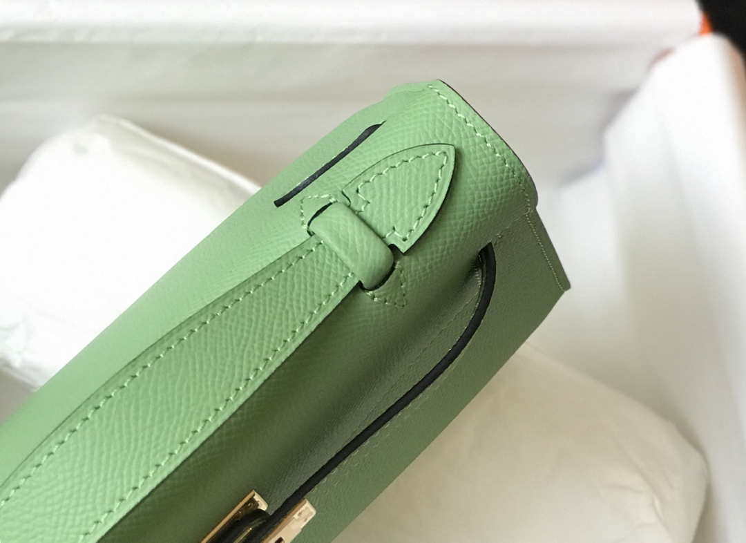 Hermes Mini Kelly Pouchette Epsom Leather H230229 Green - Default Title - View 7