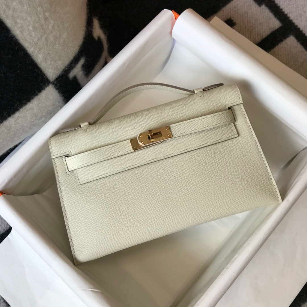 Hermes Mini Kelly Pouchette Epsom Leather H230230 White