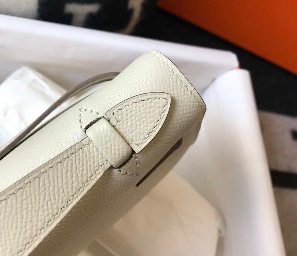 Hermes Mini Kelly Pouchette Epsom Leather H230230 White