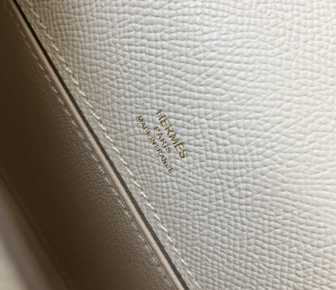 Hermes Mini Kelly Pouchette Epsom Leather H230230 White - Default Title - View 7