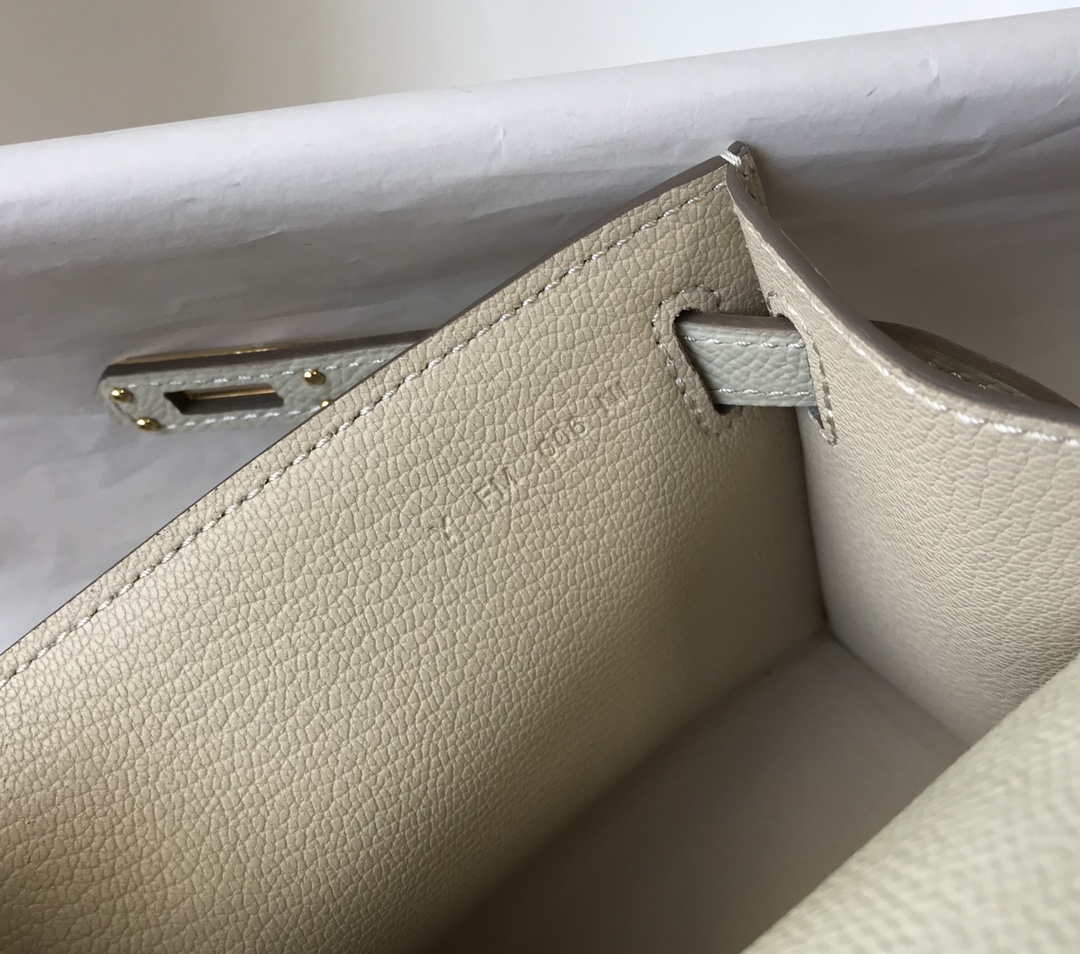 Hermes Mini Kelly Pouchette Epsom Leather H230230 White - Default Title - View 9