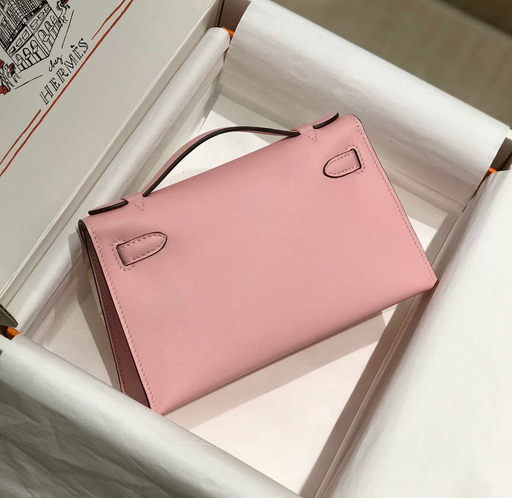 Hermes Kelly Pouchette Swift Leather clutch bag Gold H230251