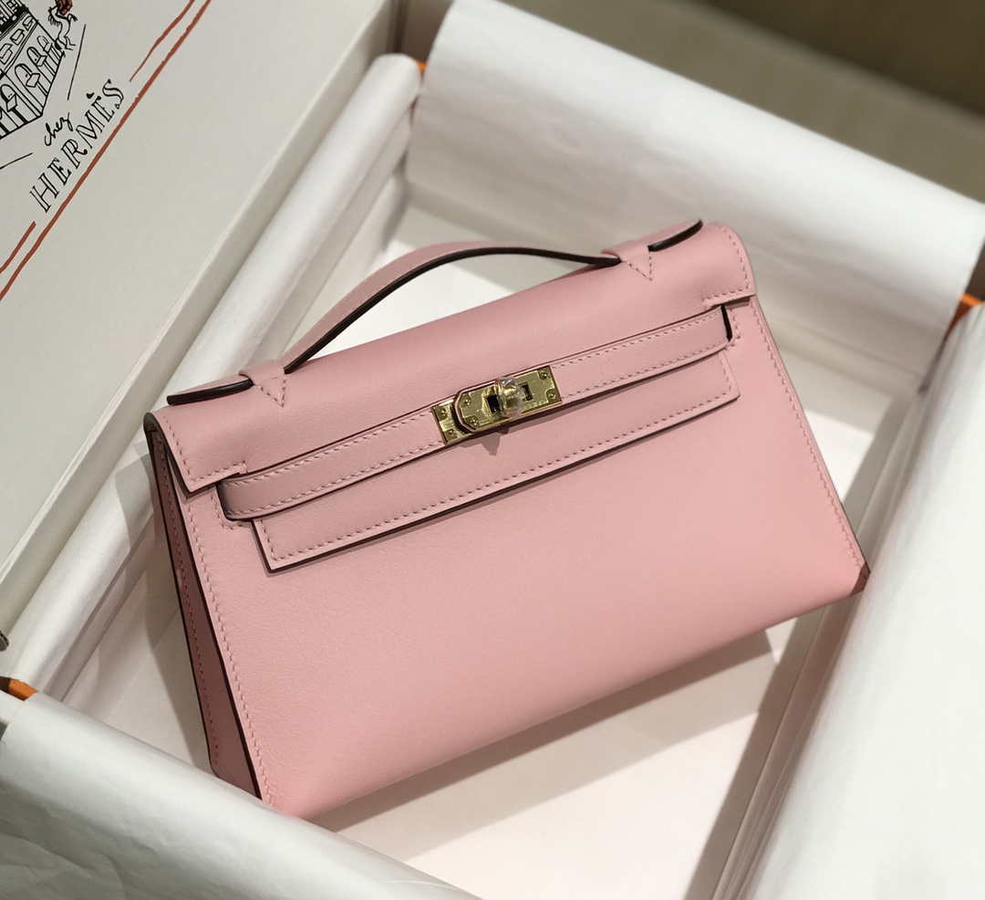 Hermes Kelly Pouchette Swift Leather clutch bag Gold H230251 - Default Title - View 4
