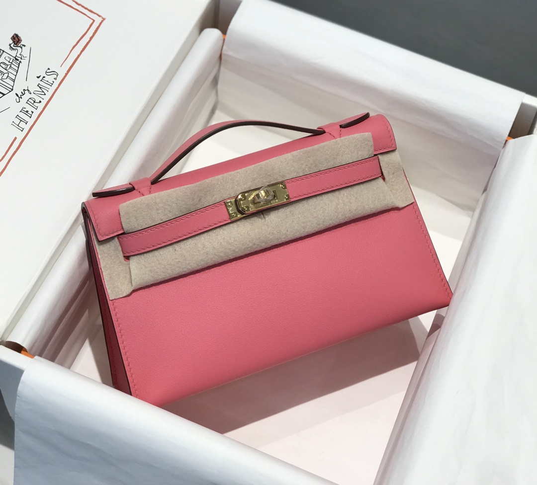 Hermes Mini Kelly Pouchette Swift Leather clutch bag Gold H230250 - Default Title - View 1