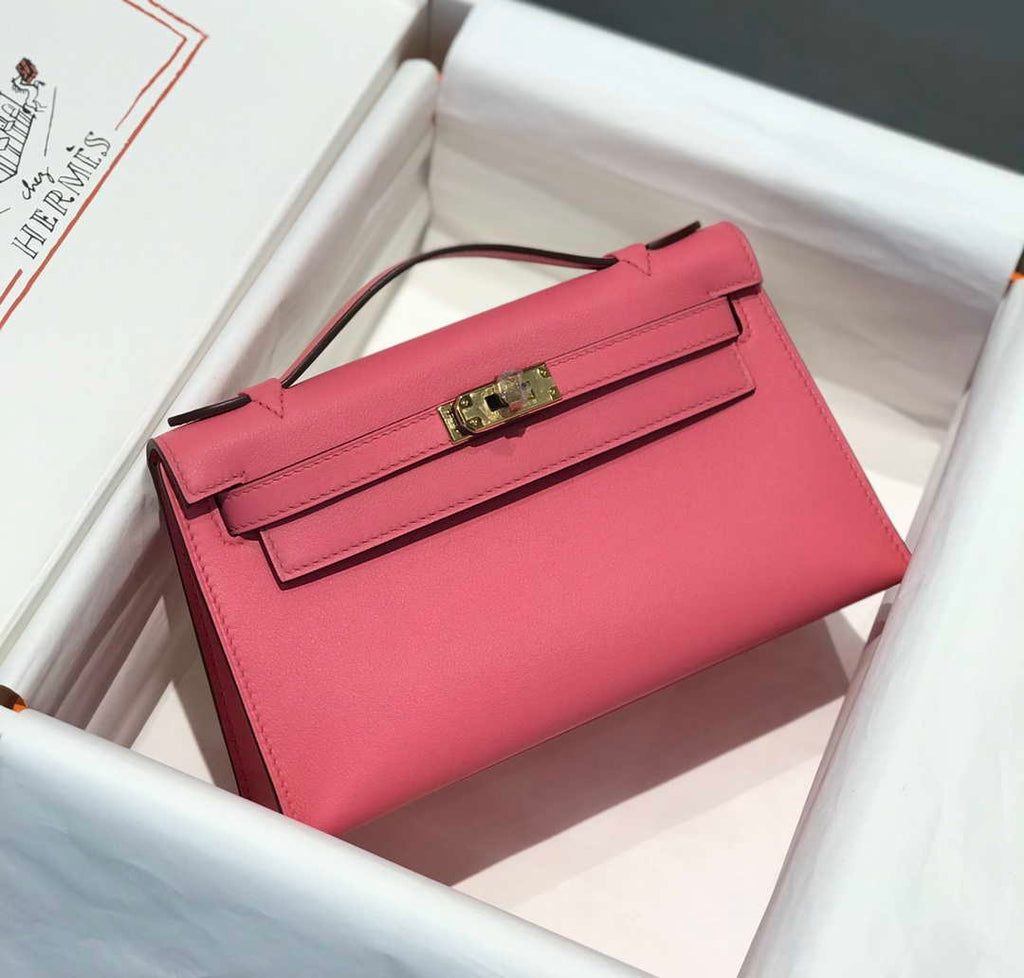 Hermes Mini Kelly Pouchette Swift Leather clutch bag Gold H230250