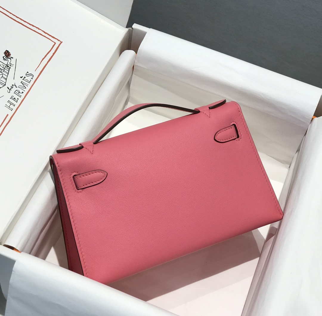 Hermes Mini Kelly Pouchette Swift Leather clutch bag Gold H230250