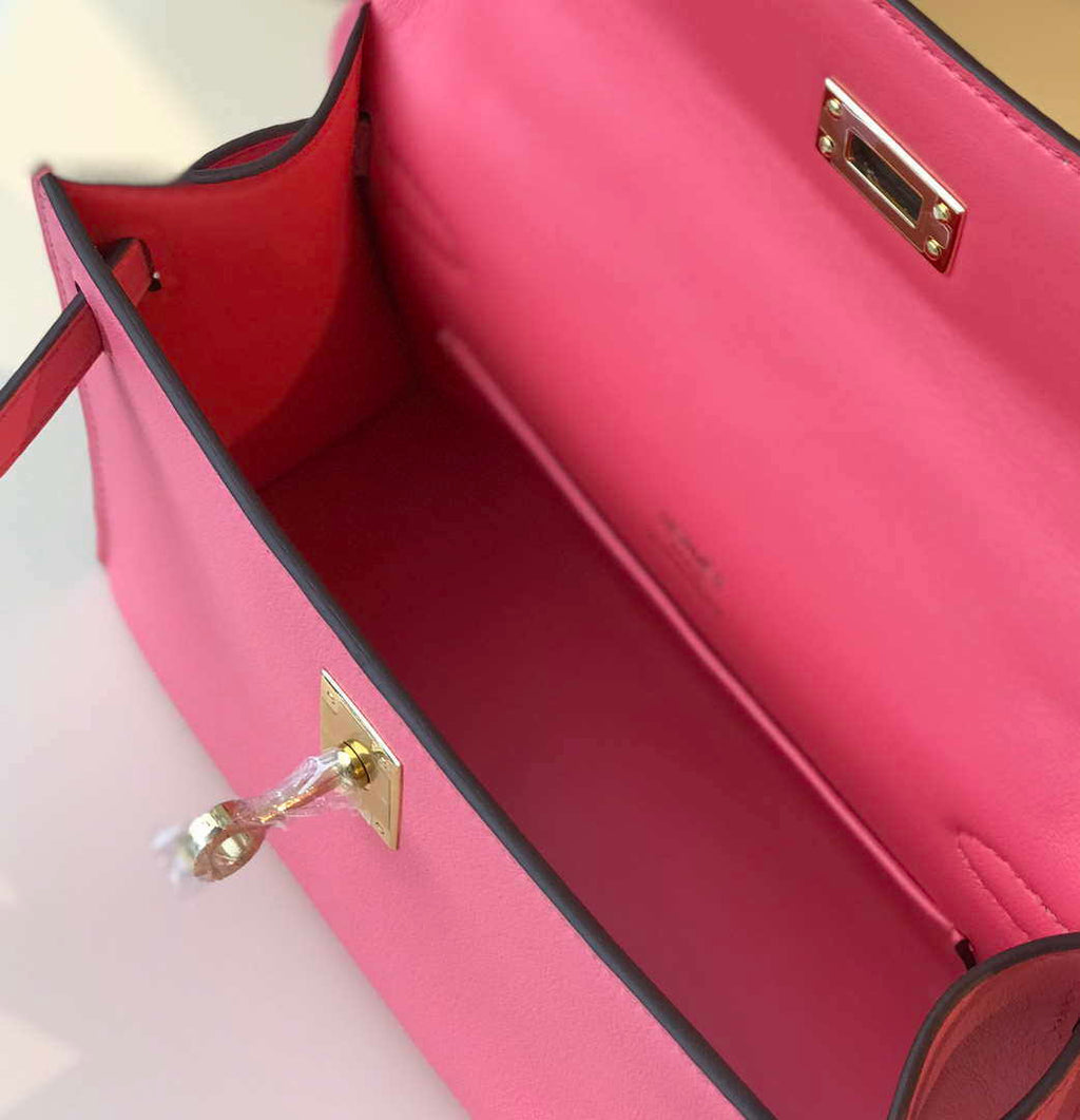Hermes Mini Kelly Pouchette Swift Leather clutch bag Gold H230250