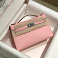 Hermes Mini Kelly Pouchette Swift Leather clutch bag Silver H230252 - Default Title - View 1