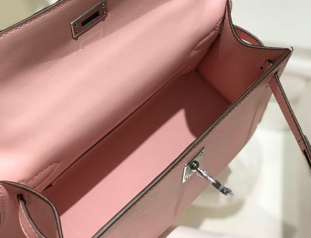 Hermes Mini Kelly Pouchette Swift Leather clutch bag Silver H230252
