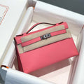 Hermes Mini Kelly Pouchette Swift Leather clutch bag Silver H230253 - Default Title - View 1