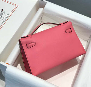 Hermes Mini Kelly Pouchette Swift Leather clutch bag Silver H230253 - Default Title - View 2