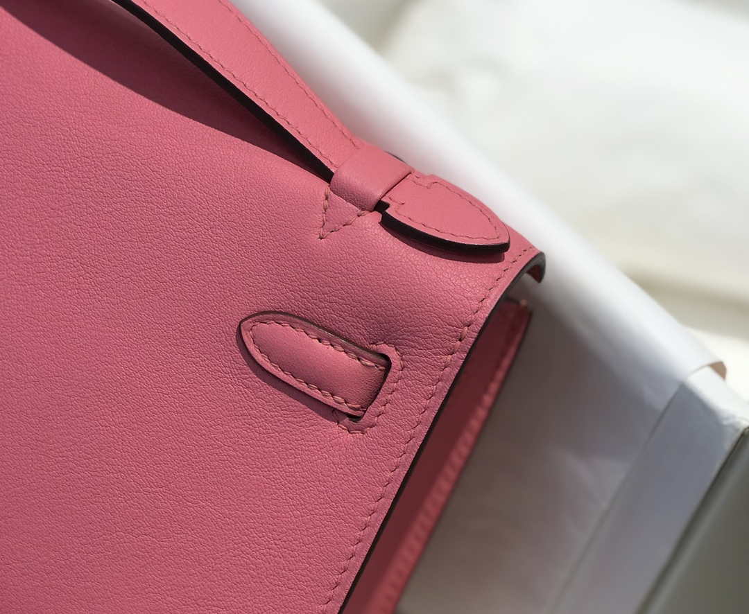 Hermes Mini Kelly Pouchette Swift Leather clutch bag Silver H230253