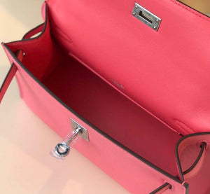 Hermes Mini Kelly Pouchette Swift Leather clutch bag Silver H230253 - Default Title - View 8