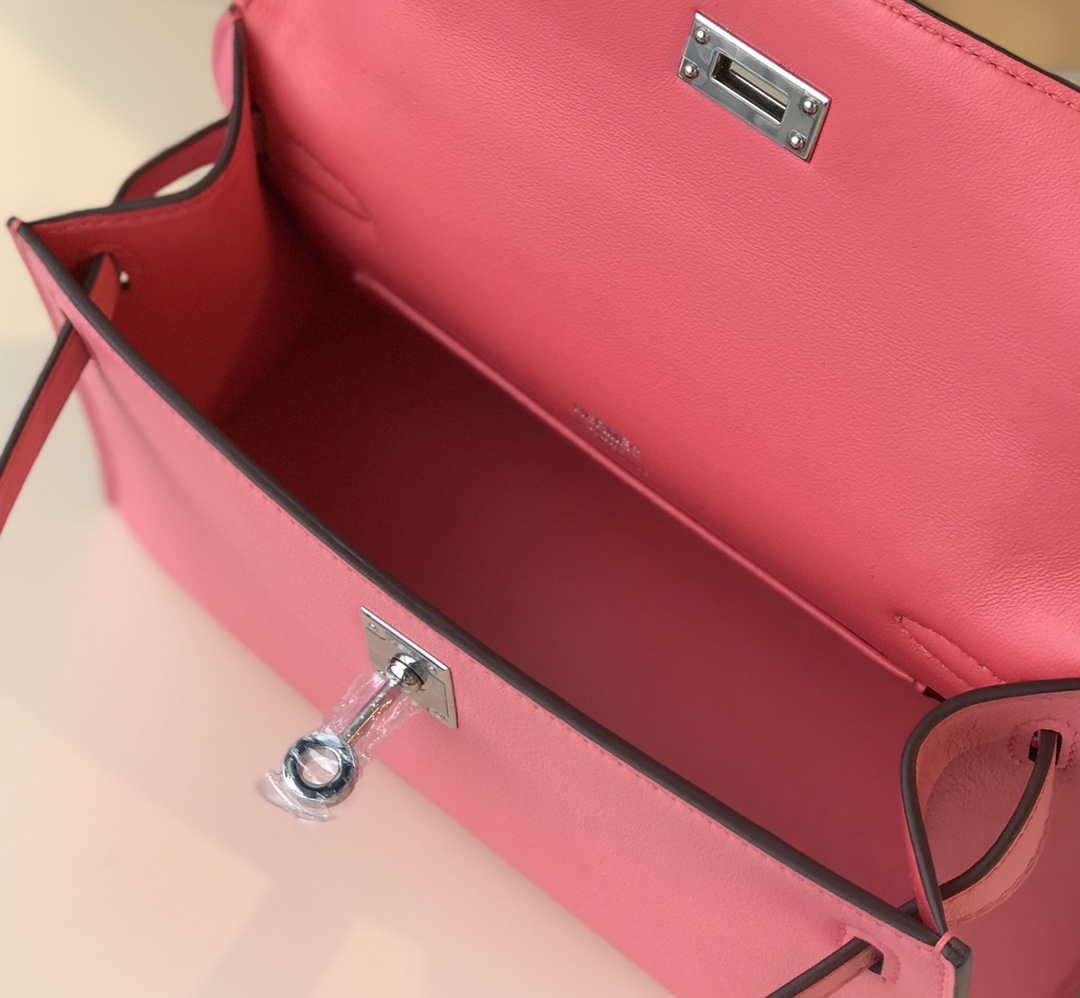 Hermes Mini Kelly Pouchette Swift Leather clutch bag Silver H230253