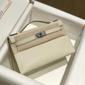 Hermes Mini Kelly Pouchette Swift Leather clutch bag Silver H230255 - Default Title - View 1