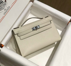 Hermes Mini Kelly Pouchette Swift Leather clutch bag Silver H230255 - Default Title - View 3