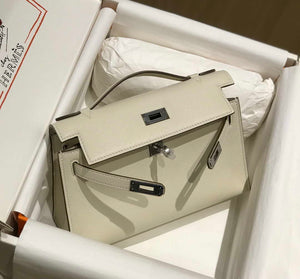 Hermes Mini Kelly Pouchette Swift Leather clutch bag Silver H230255 - Default Title - View 4