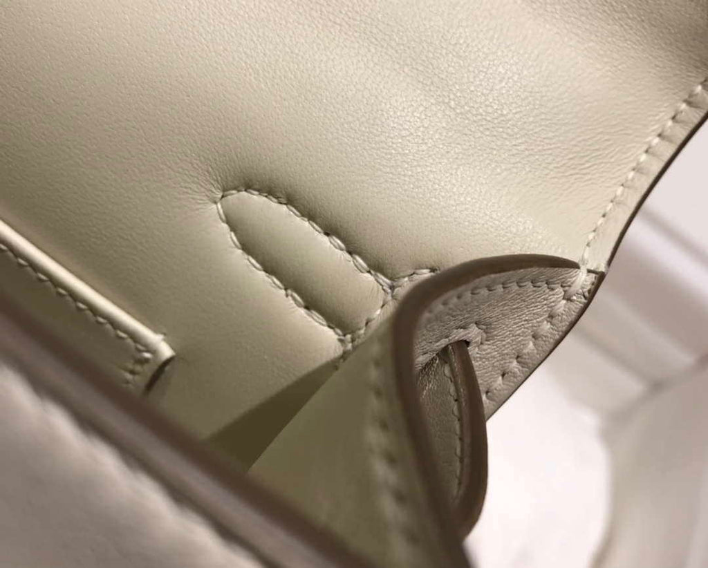 Hermes Mini Kelly Pouchette Swift Leather clutch bag Silver H230255