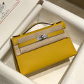 Hermes Kelly Pouchette Swift Leather clutch bag Silver H230257 - Default Title - View 1