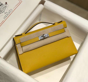 Hermes Kelly Pouchette Swift Leather clutch bag Silver H230257 - Default Title - View 1