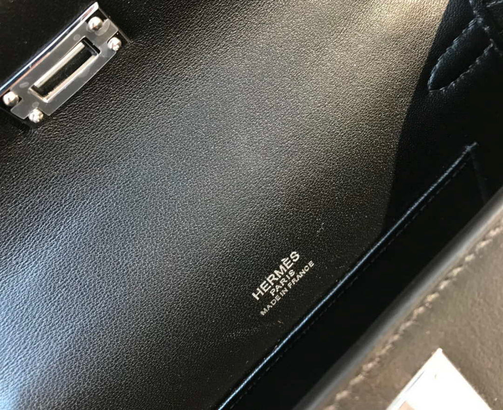 Hermes Kelly Pouchette Swift Leather clutch bag Silver H230258