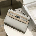 Hermes Kelly Pouchette Swift Leather clutch bag Silver H230259 - Default Title - View 1