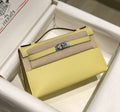 Hermes Kelly Pouchette Swift Leather clutch bag Silver H230260